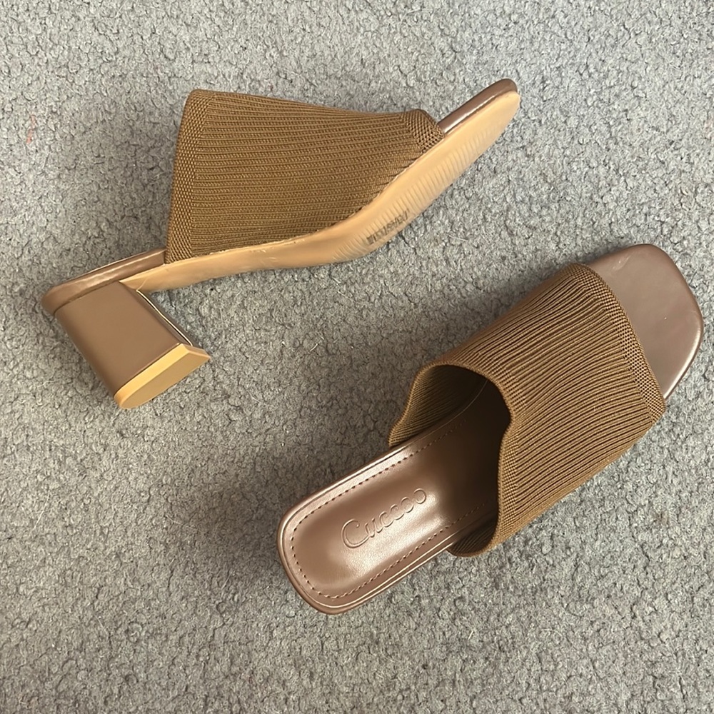Brown heeled mules